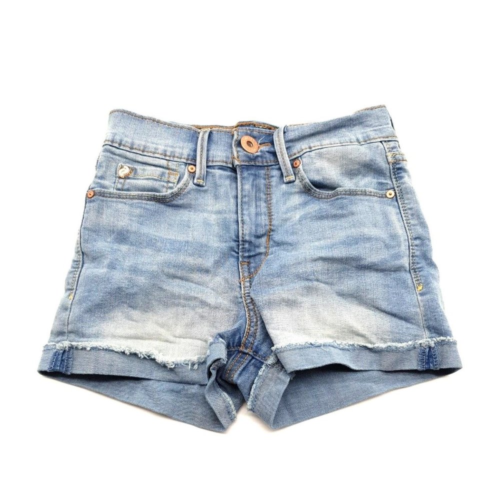 Levis Denizen Youth Girls Shorts Stretch High Rise Shorties 24" Bootie Cut Off